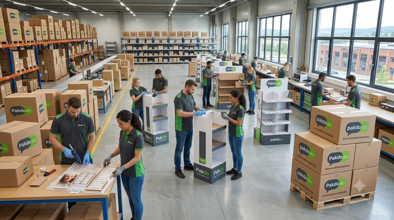 Displaykonfektionierng mit Montage und Palettierung von POS-Displays